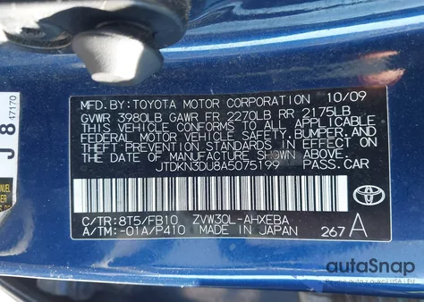 2010 Toyota Prius Iii from USA, damaged, VIN JTDKN3DU8A5075199